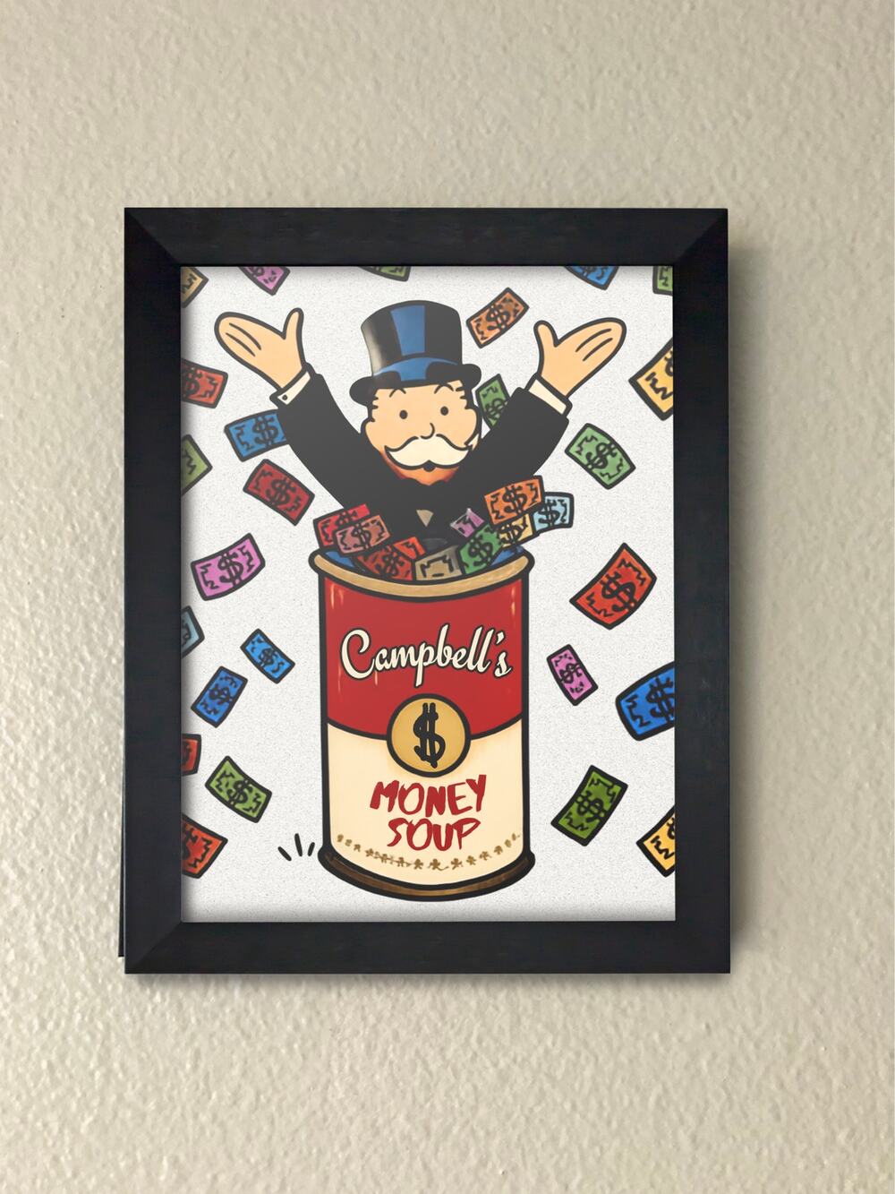 Monopoly Money Soup Street Art – Motivational Framed Print